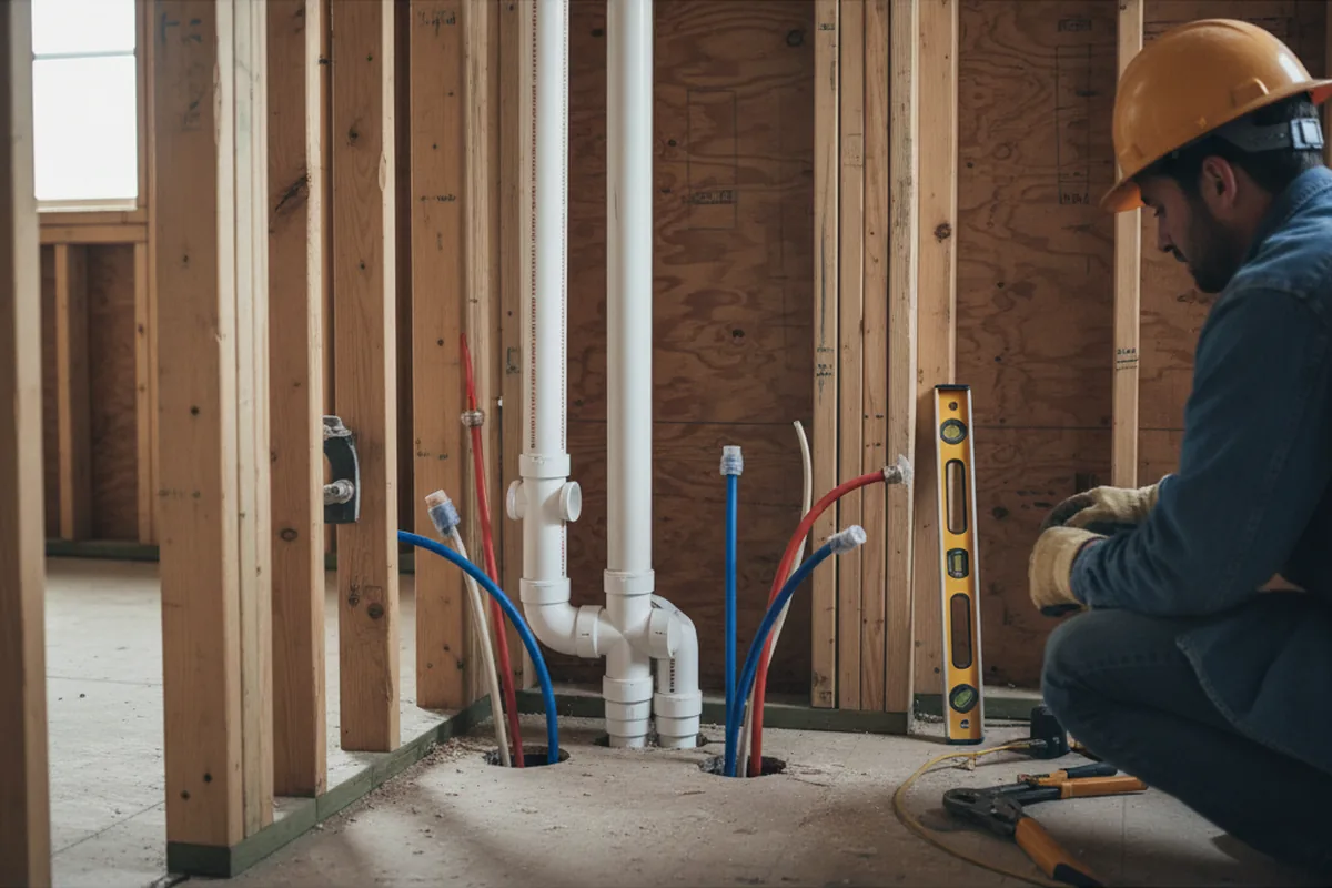 Drain and supply rough-in during Sump Pump Repair in West Edmeston